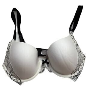 Victoria's Secret 32C Dream Angels Perfect‎ Coverage Bra White Lace Rhinestone